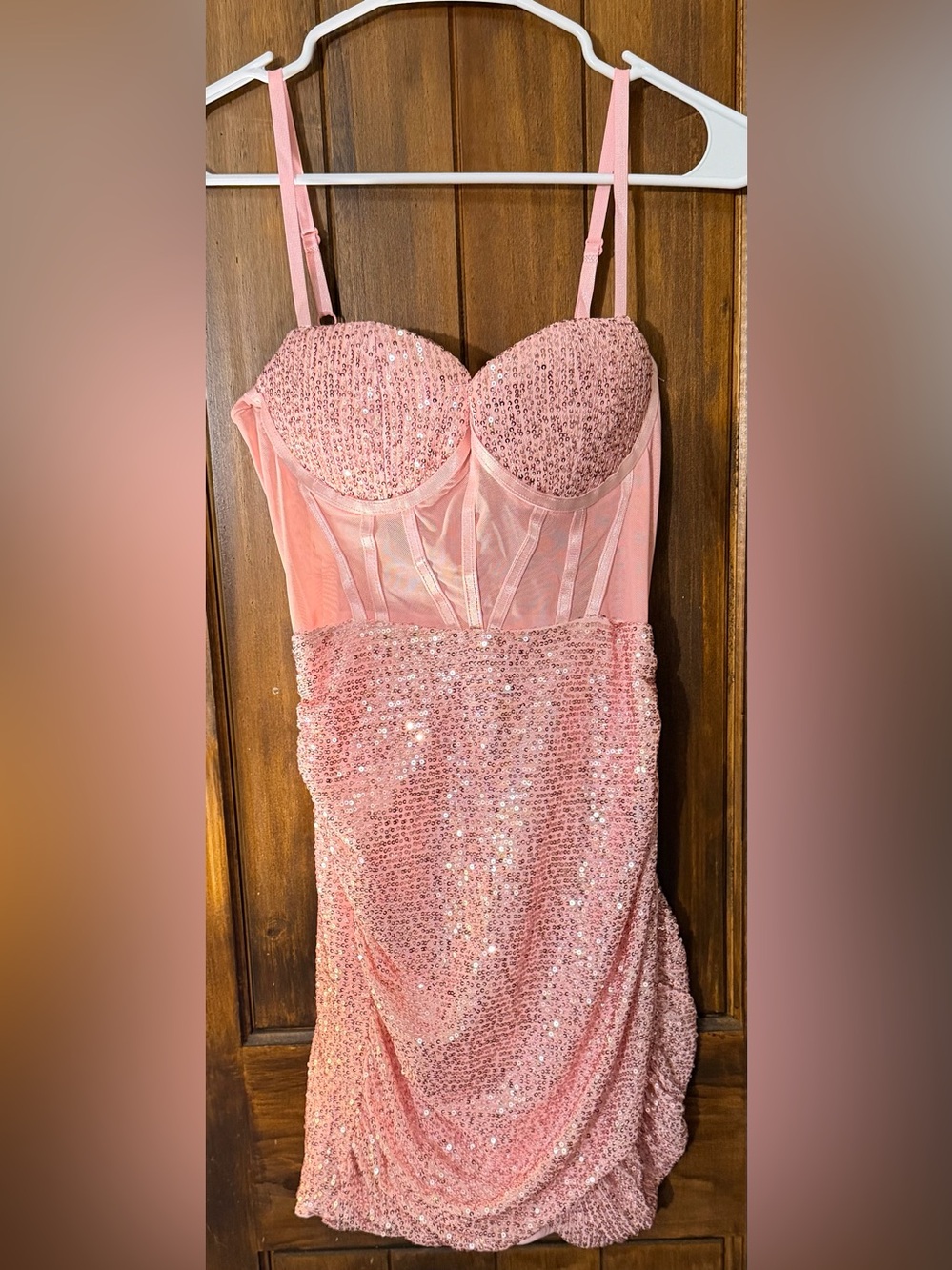 Olivia M Pink Sequin Bustier Mini Dress